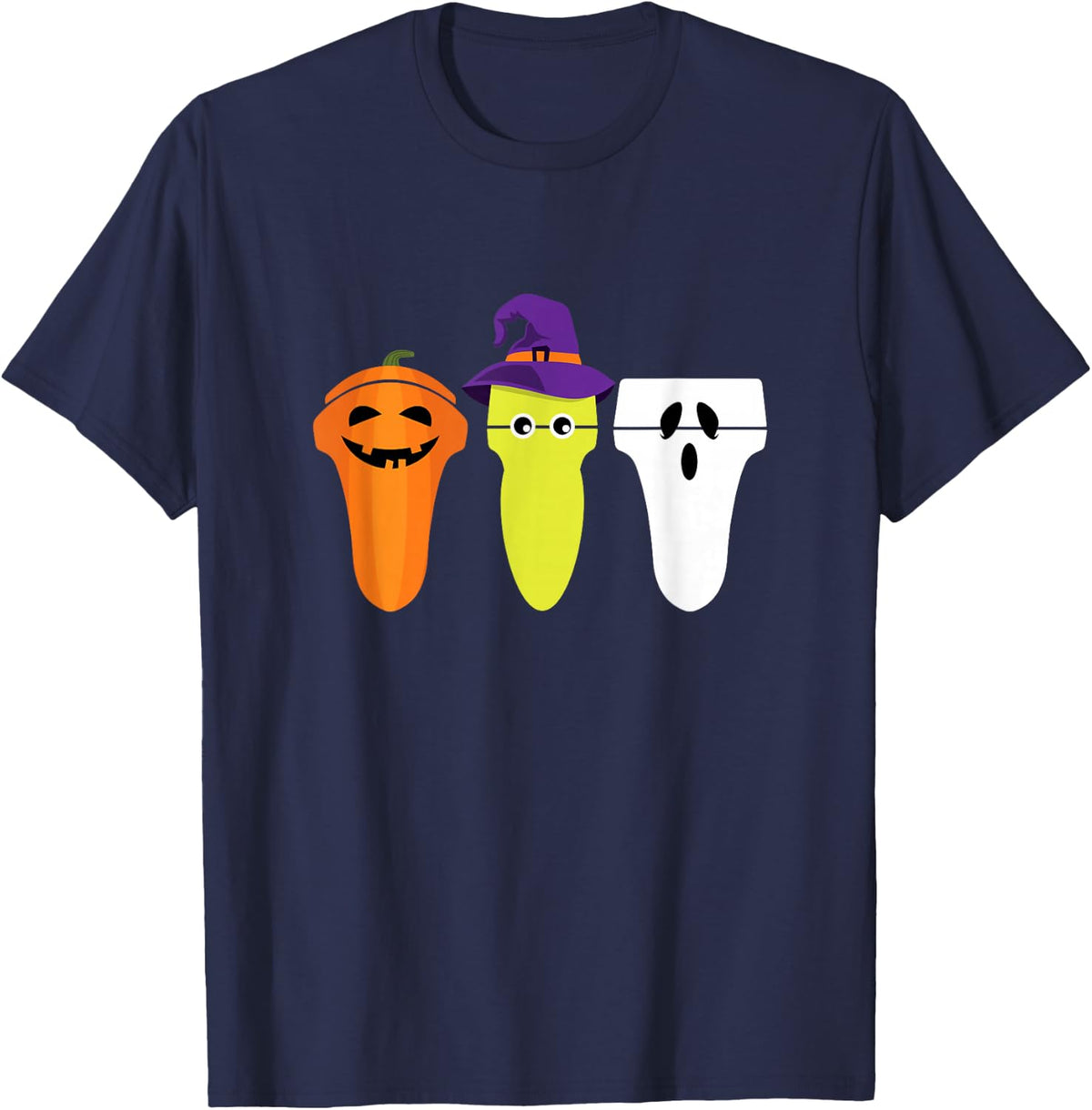 Sonographer Halloween Pumpkin Ghost Witch Transducer Tee T-Shirt for Ultrasound Tech - Navy Blue