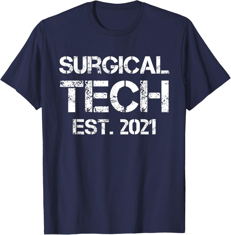 Surgical Tech Est. 2021 New Surgical Tech Gift T-Shirt - Navy Blue