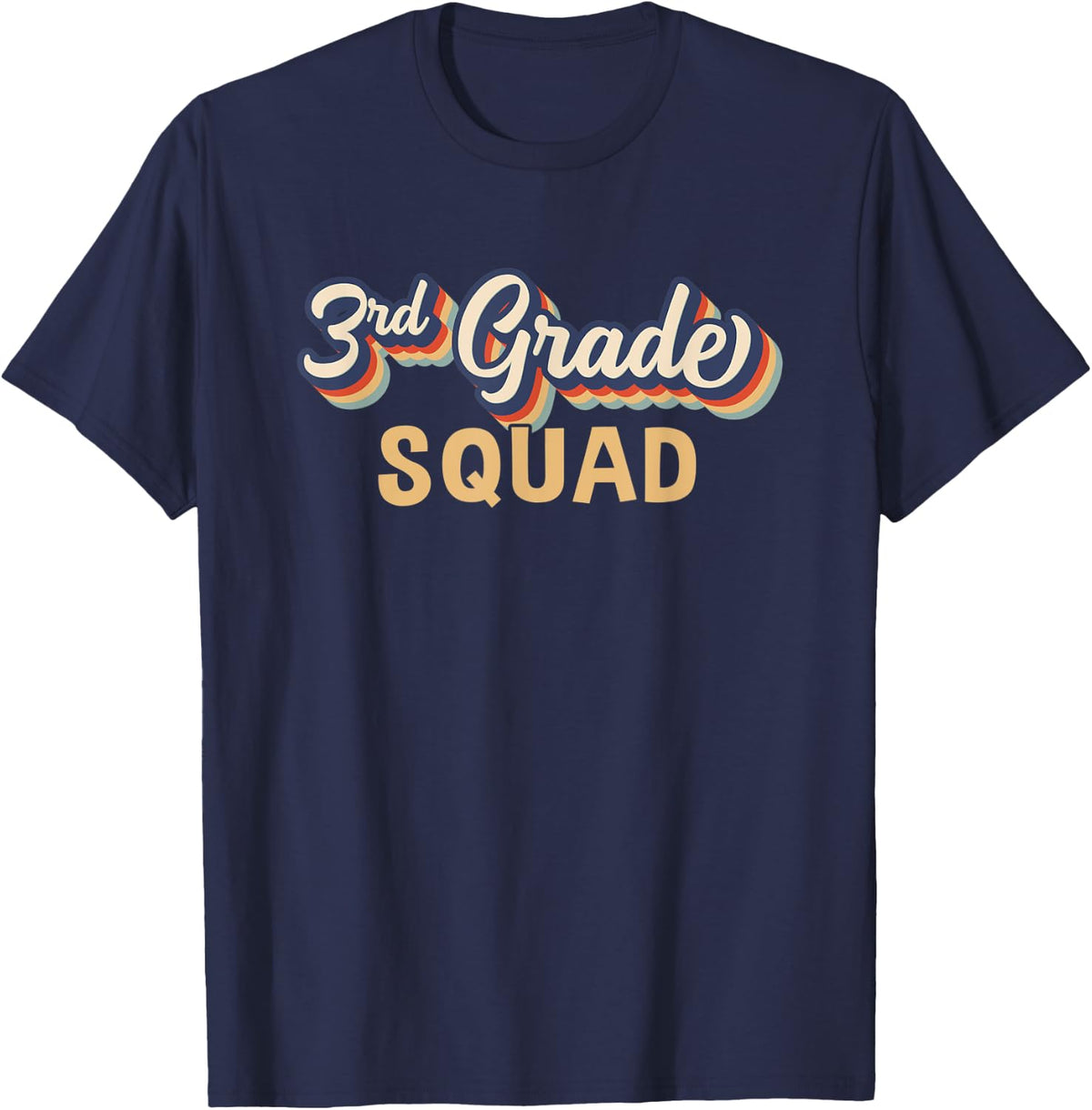 3rd Grade Squad Shirt - Retro Third Grade Teacher T-Shirt for Men Women Kids - Navy Blue
