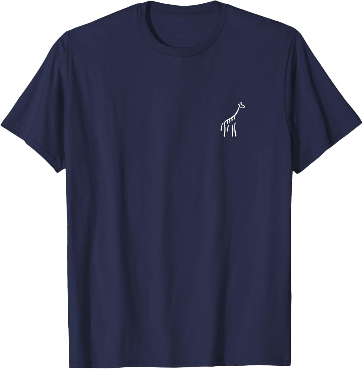 Simple Minimalist Badge Patch Line Art Giraffes Giraffe T-Shirt - Navy Blue