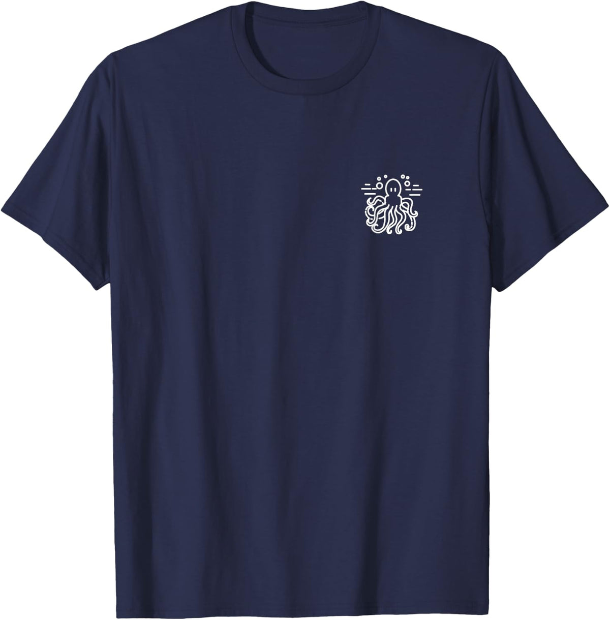 Octopus Badge Patch Line Art Icon Outline Gift T-Shirt - Navy Blue