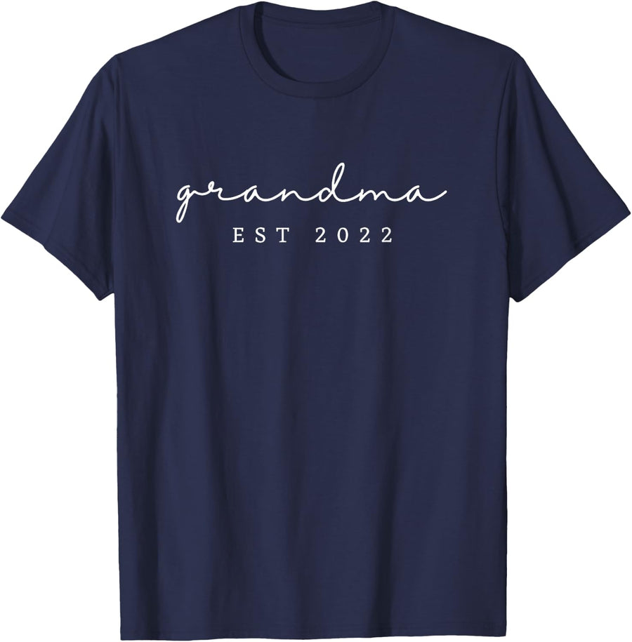 Grandma Est 2022 Gift For New Grandmother T-Shirt - Navy Blue