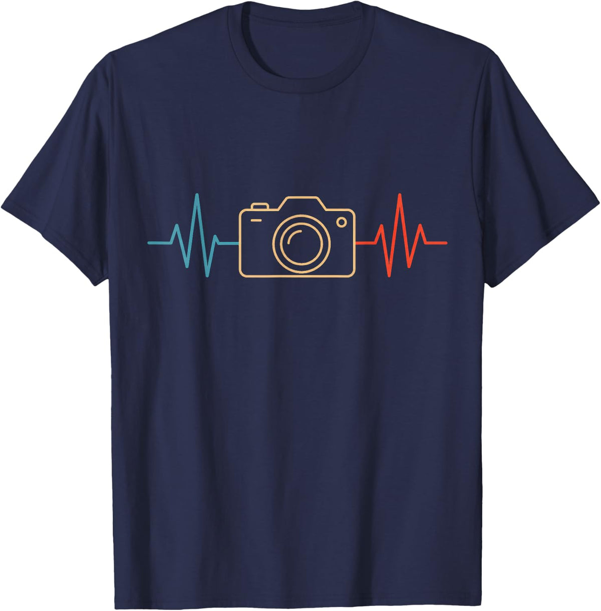 Camera Heartbeat Photography T-Shirt - Navy Blue