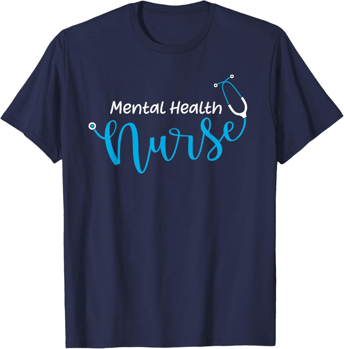 Stethoscope Mental Health Nurse T-Shirt - Navy Blue