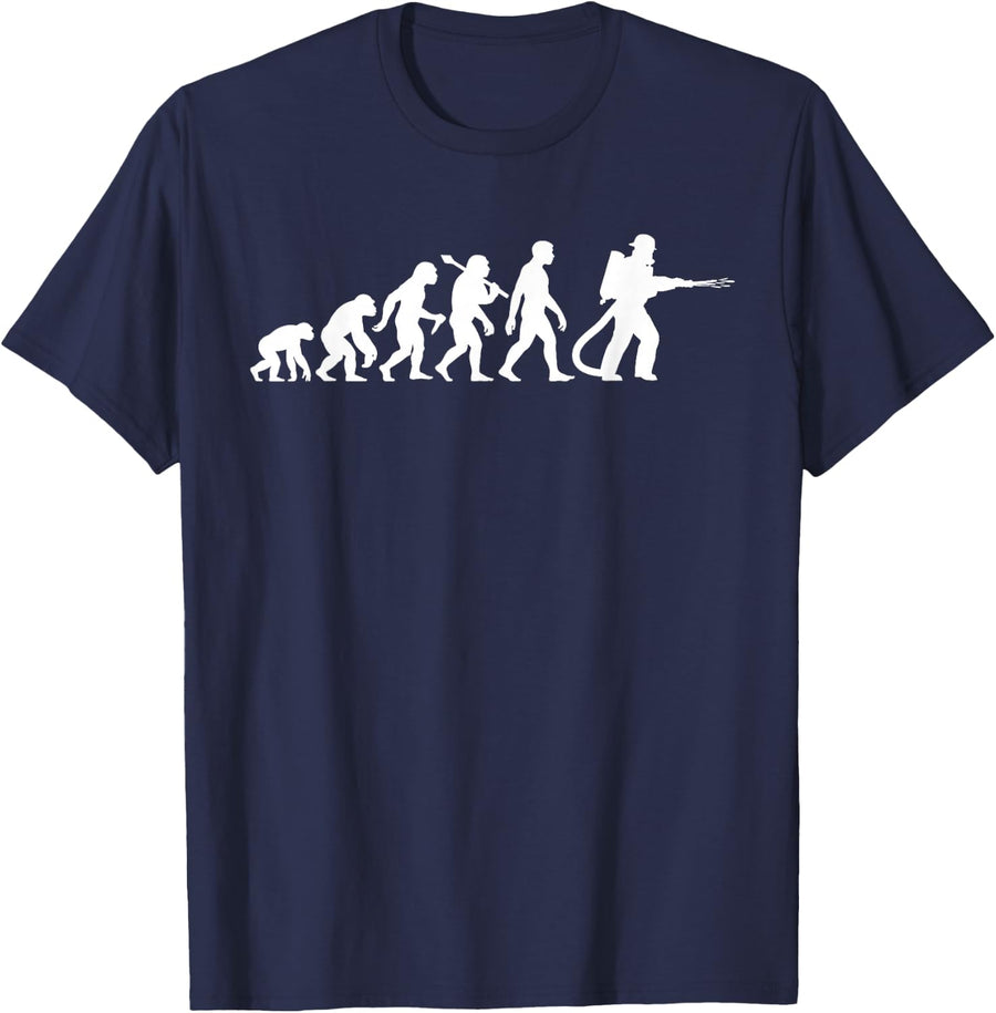 Firefighter Evolution for Proud Firefighters Fire Department T-Shirt - Navy Blue