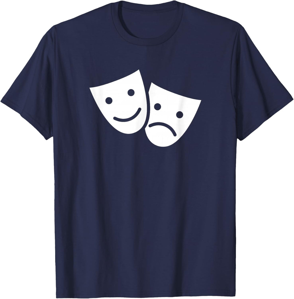Drama Masks - Comedy and Tragedy Masks T-Shirt - Navy Blue