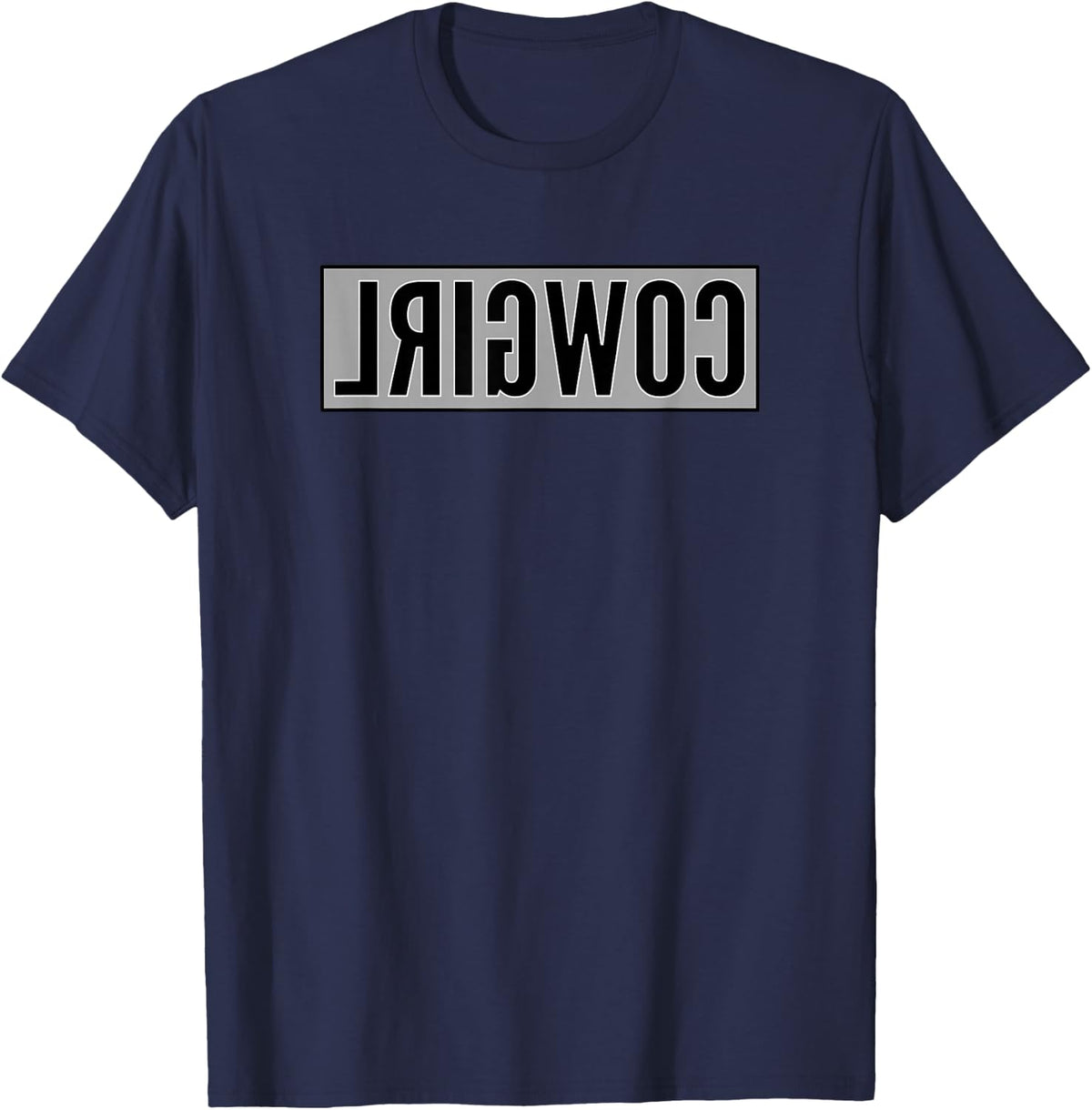 Backwards Reverse Cowgirl At Heart Funny Country Womens T-Shirt - Navy Blue