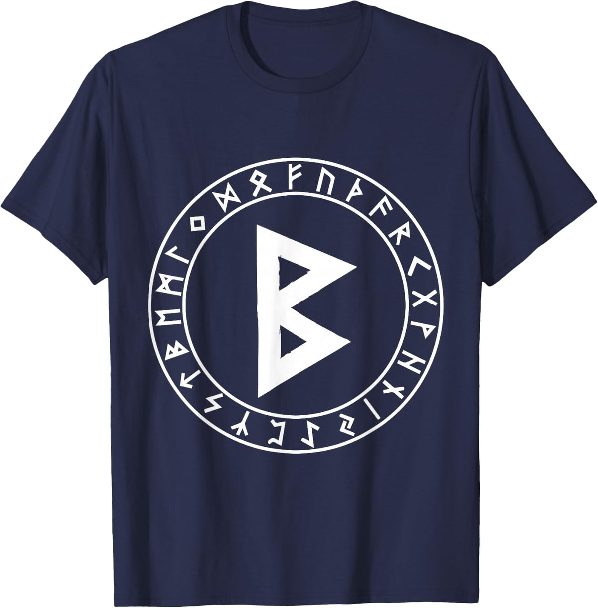 Berkana Rune Viking Rune Norse Pagan Wicca Witchcraft T-Shirt - Navy Blue
