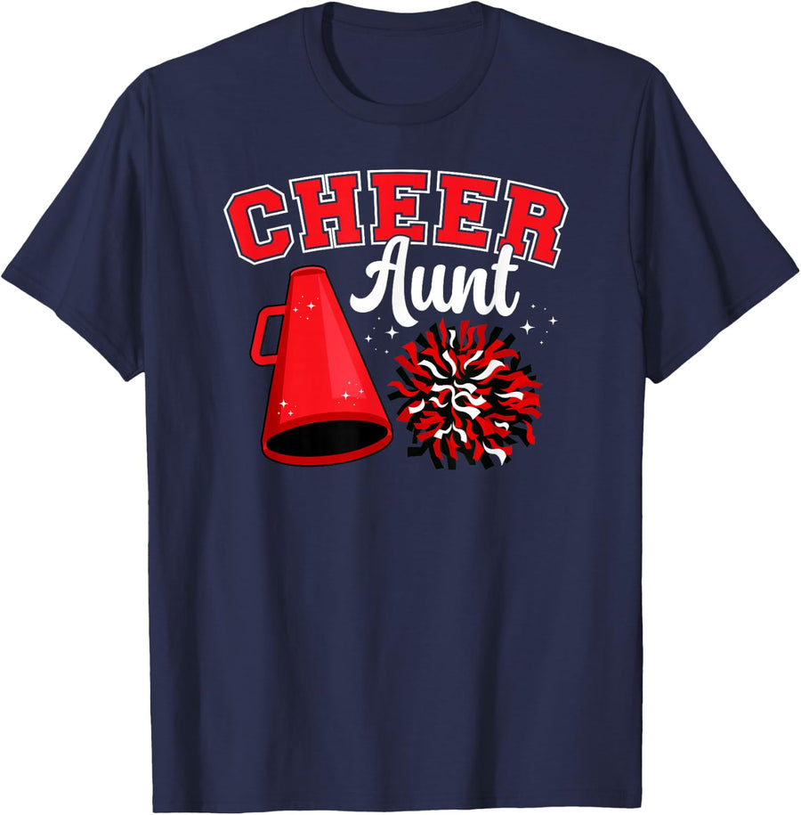 Cheer Aunt Cheerleader Aunt Cheerleading Auntie T-Shirt - Navy Blue