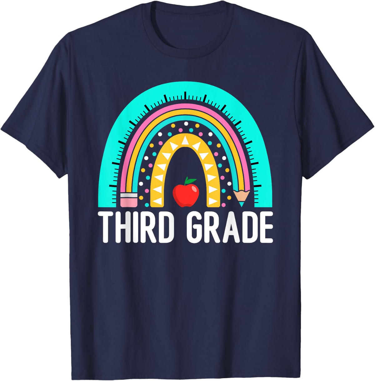 3rd Grade Rainbow Teacher Team Third Grade Squad Girls Boys T-Shirt - Navy Blue
