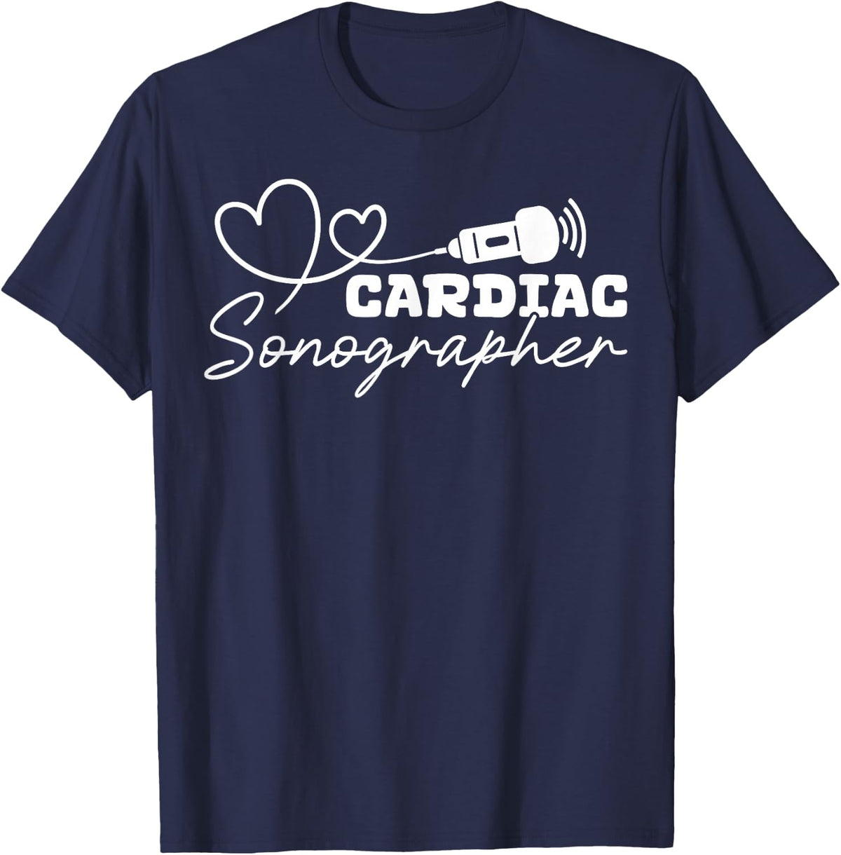 Cardiac Sonographer Heart Sonography T-Shirt - Navy Blue
