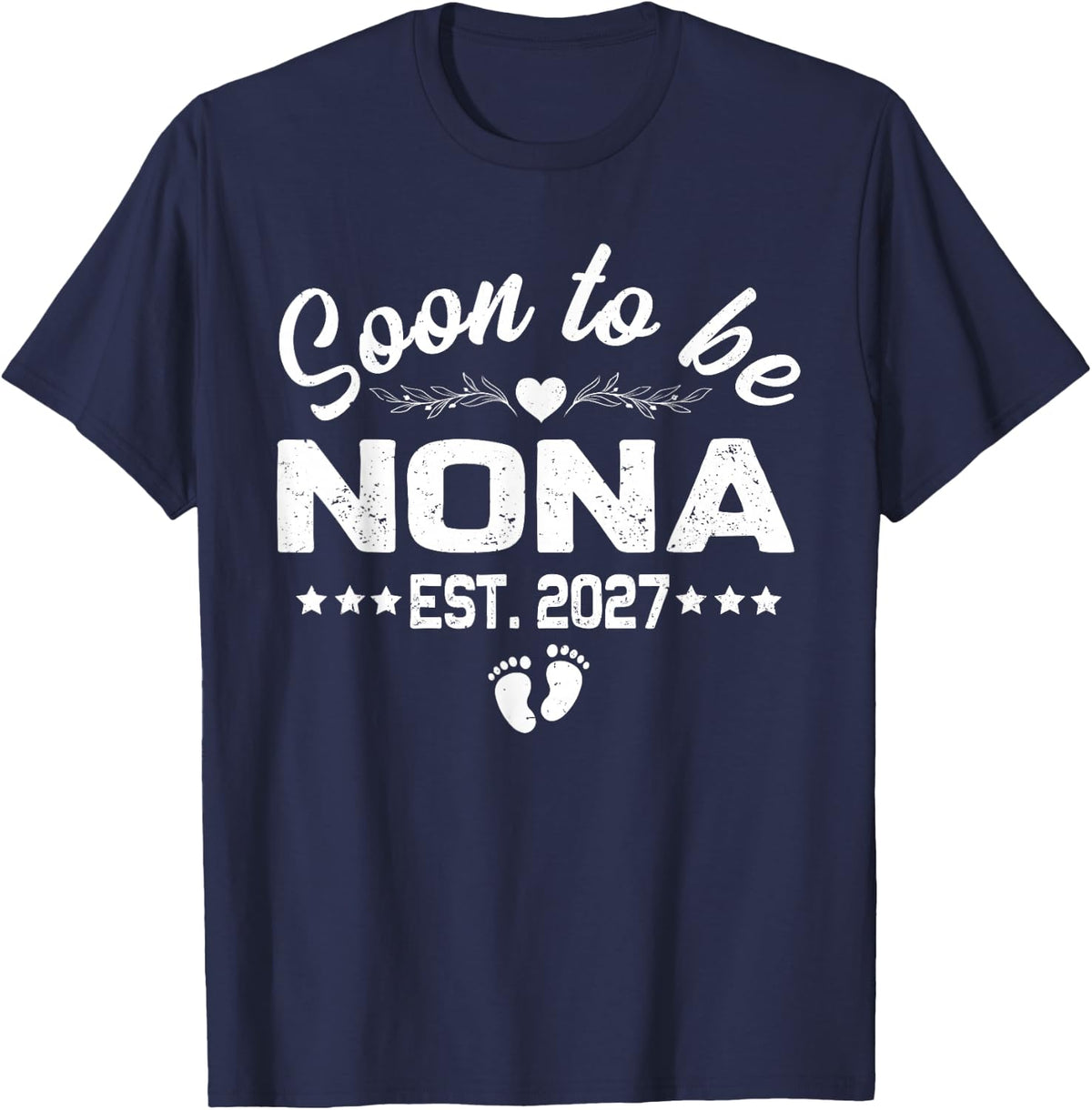 Soon to Be Nona Est 2027 First Time Nona T-Shirt - Navy Blue