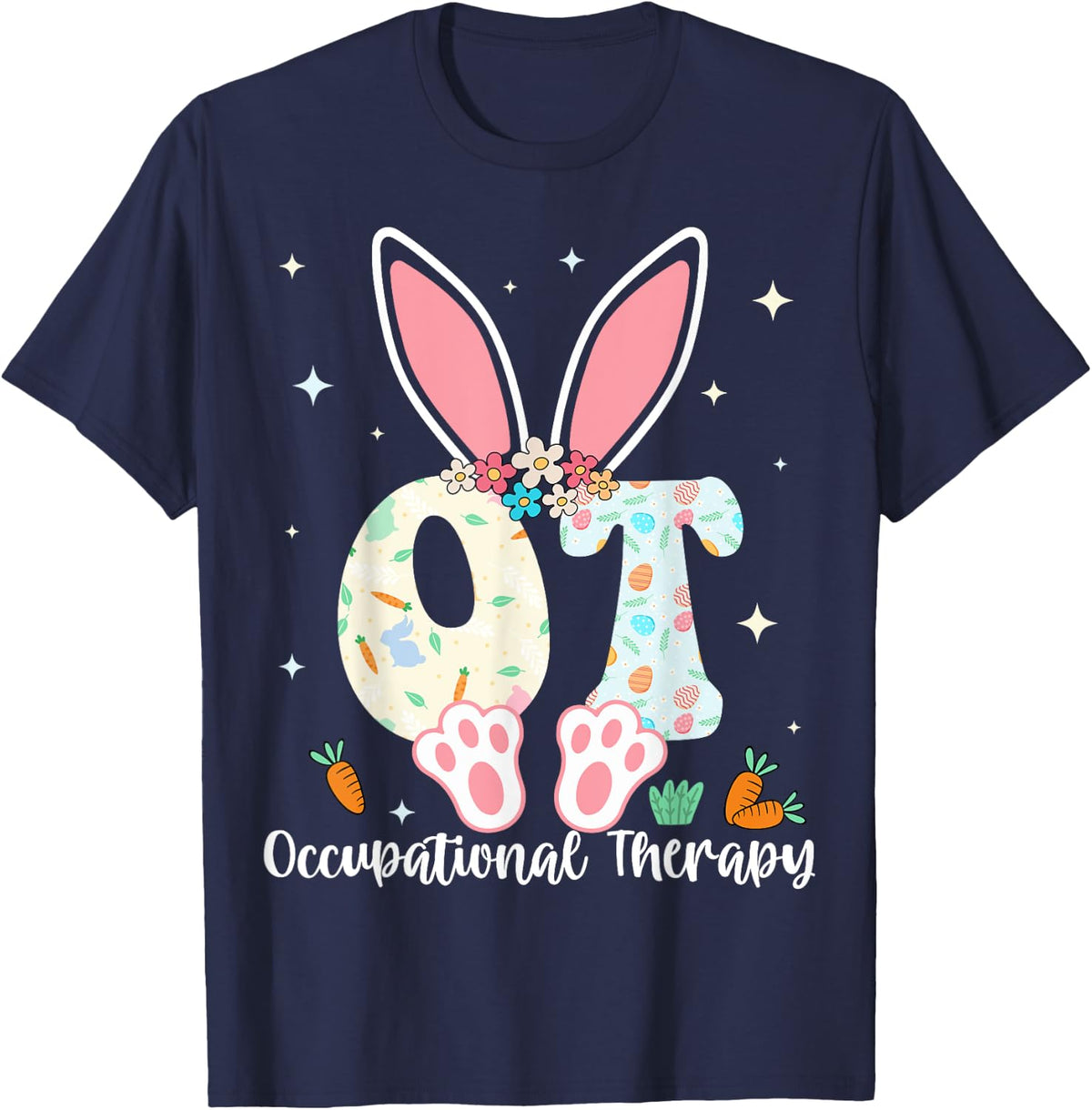 Occupational Therapy Easter Bunny OT OTA Spring Ot Assistant T-Shirt - Navy Blue