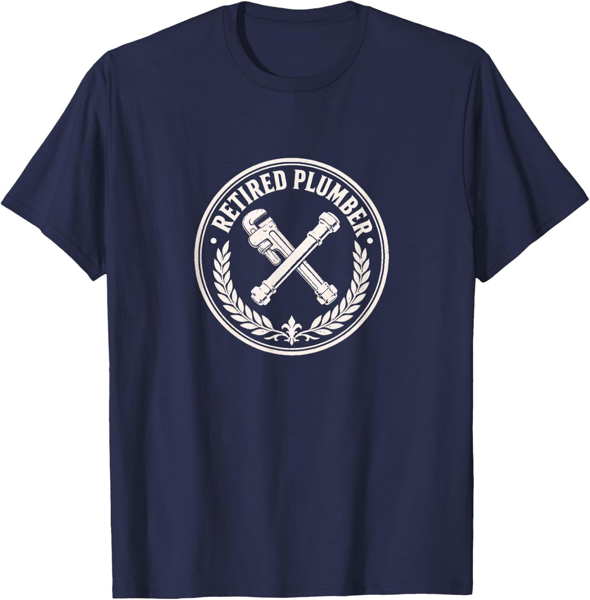 Retired Plumber Vintage Badge Shirt T-Shirt - Navy Blue