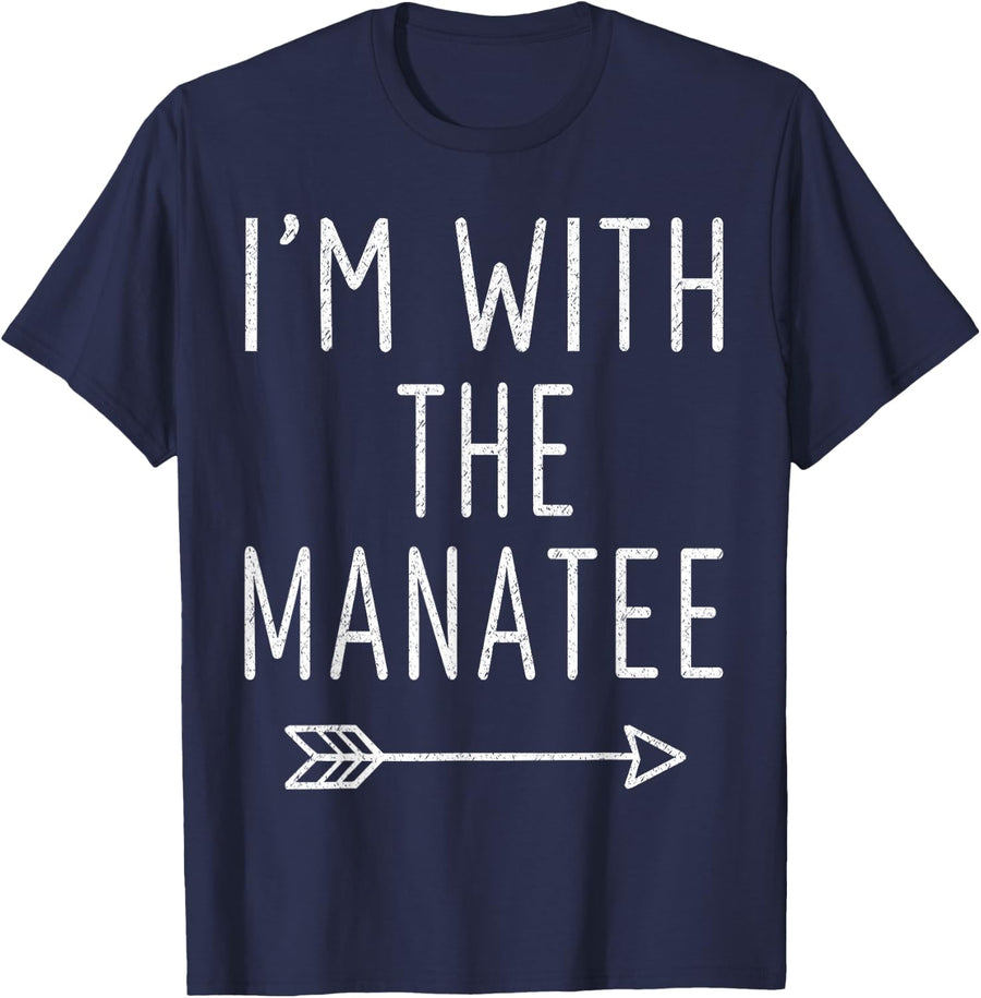 I'm with The Manatee Costume Matching Funny Halloween T-Shirt - Navy Blue