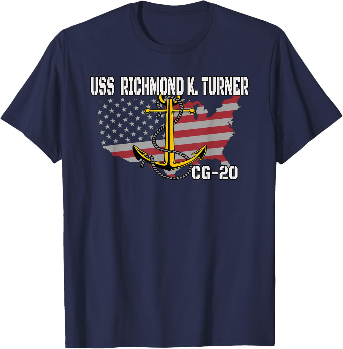 USS Richmond K. Turner CG-20 Cruiser Veterans Father Grandpa T-Shirt - Navy Blue