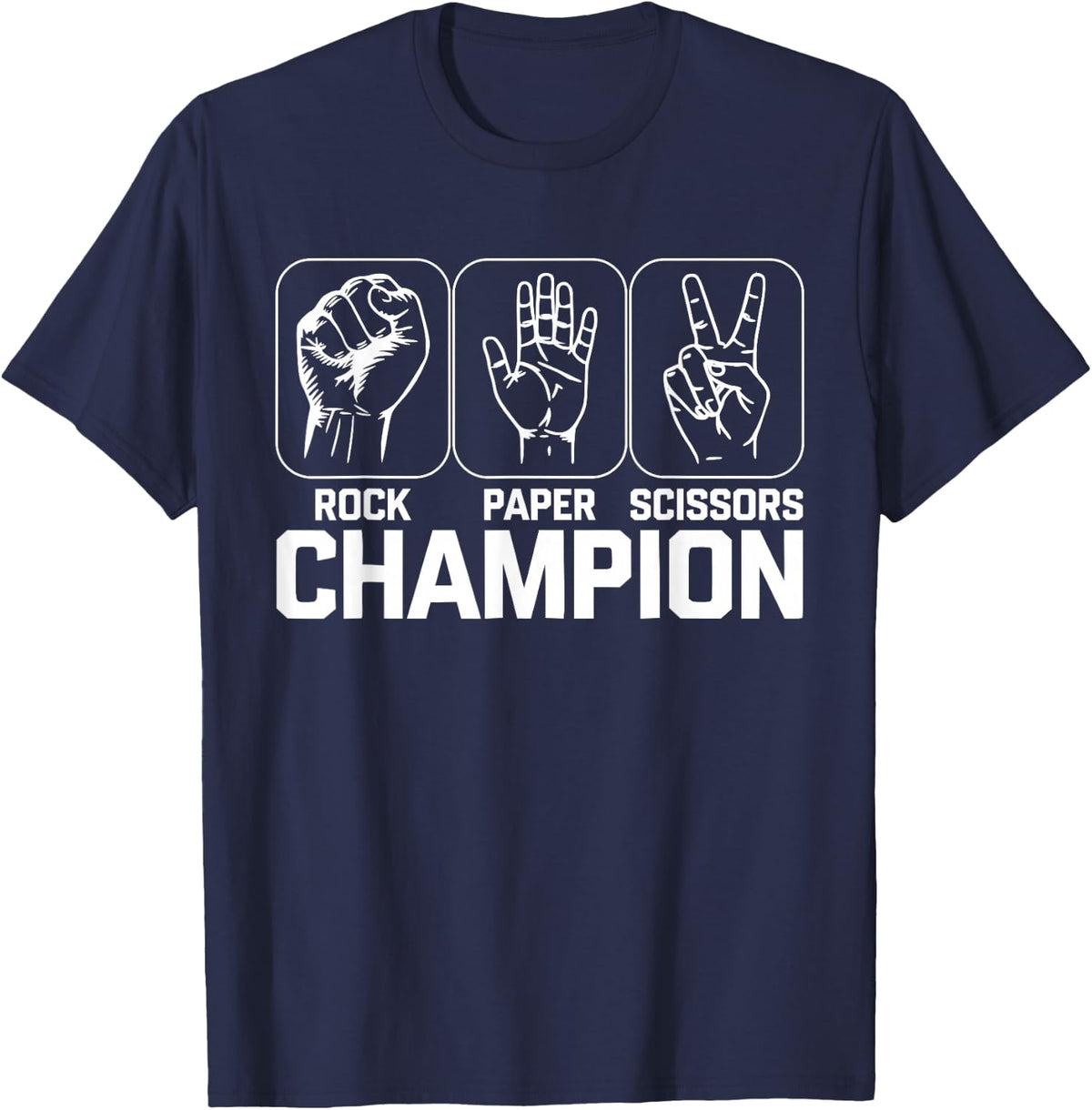 Rock Paper Scissors Champion Shirt Adult Men Women Costume T-Shirt - Navy Blue