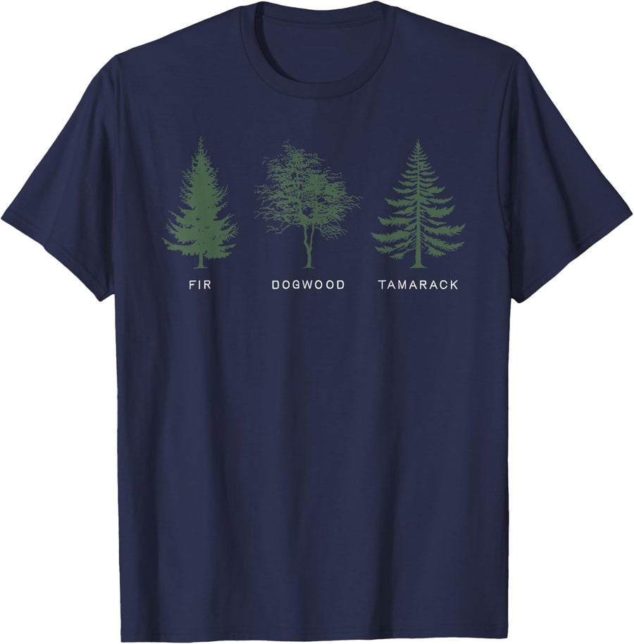 Fir Dogwood Tamarack Vintage National Park Funny T-Shirt - Navy Blue
