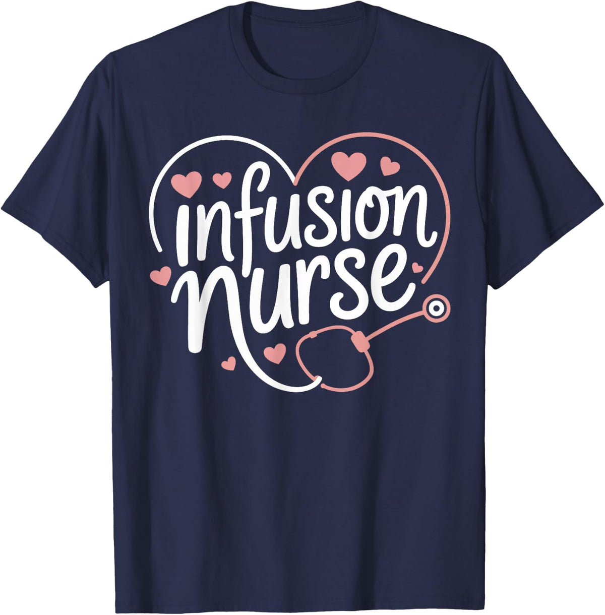 Infusion Nurse Heartbeat IV Therapy Nurse Gifts for Women T-Shirt - Navy Blue