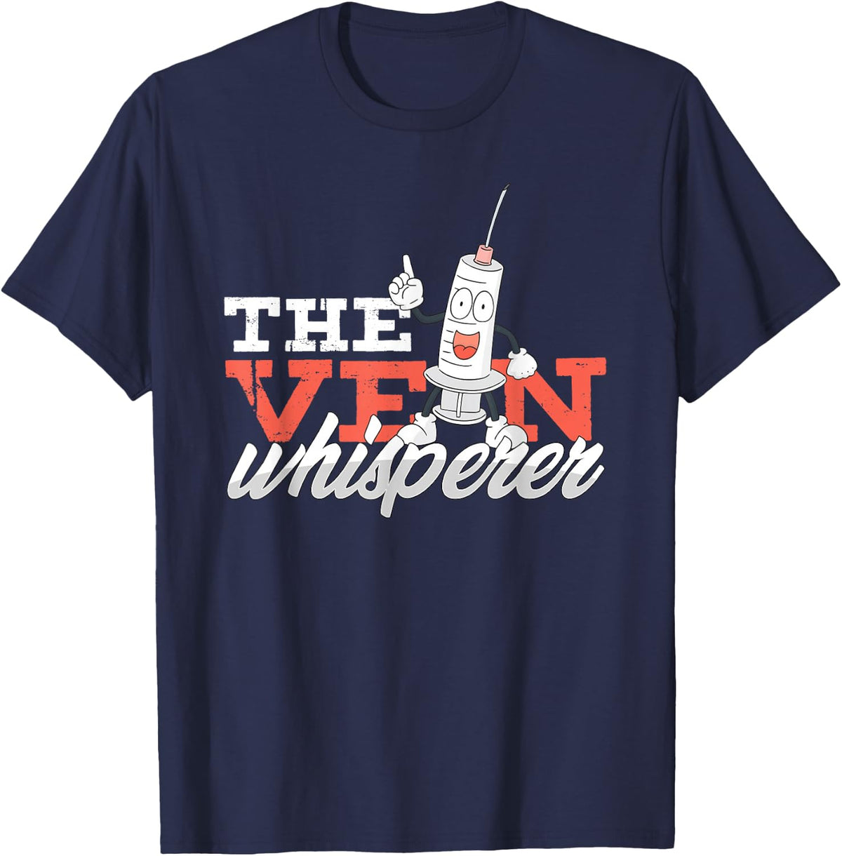 Syringe Whisper Blood Donation Slimming Phlebologist Gift T-Shirt - Navy Blue