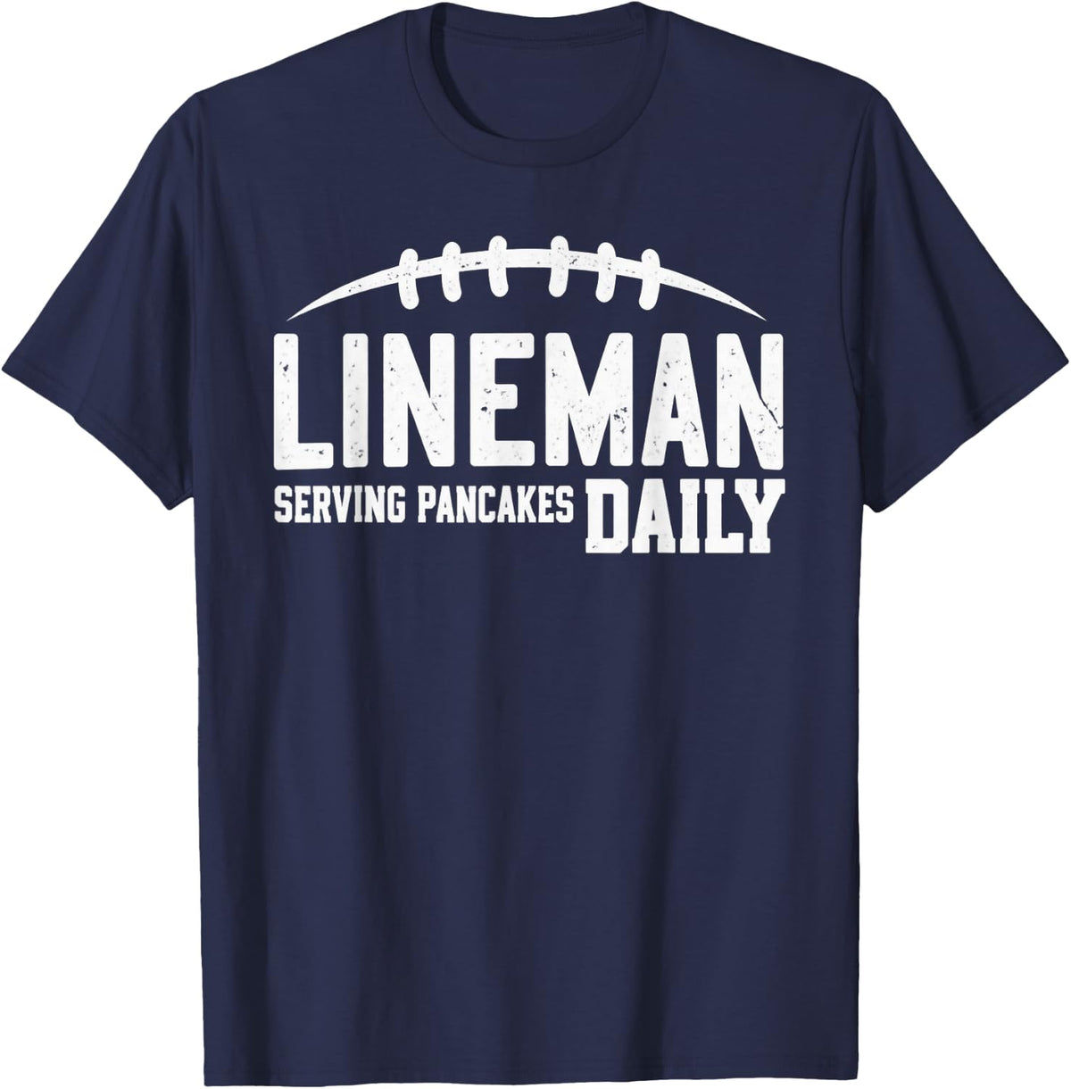 Offensive Lineman Serving Pancakes Daily Football T-Shirt - Navy Blue