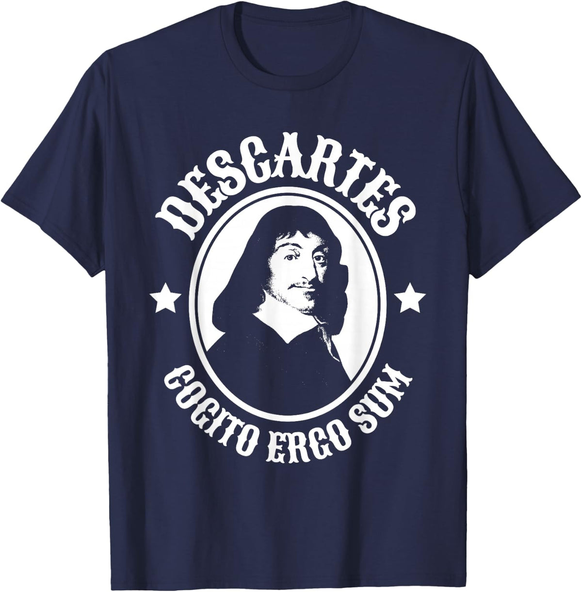 Rene Descartes Cogito Ergo Sum Quote T-Shirt - Navy Blue