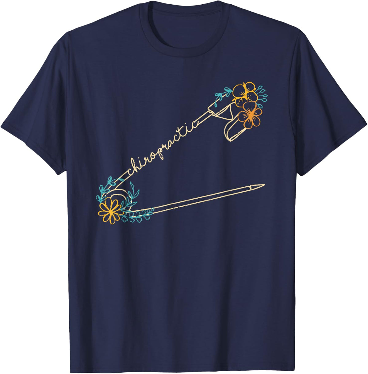 Chiropractor Spine Adjustment Safety Pin Cycle Chiropractic T-Shirt - Navy Blue