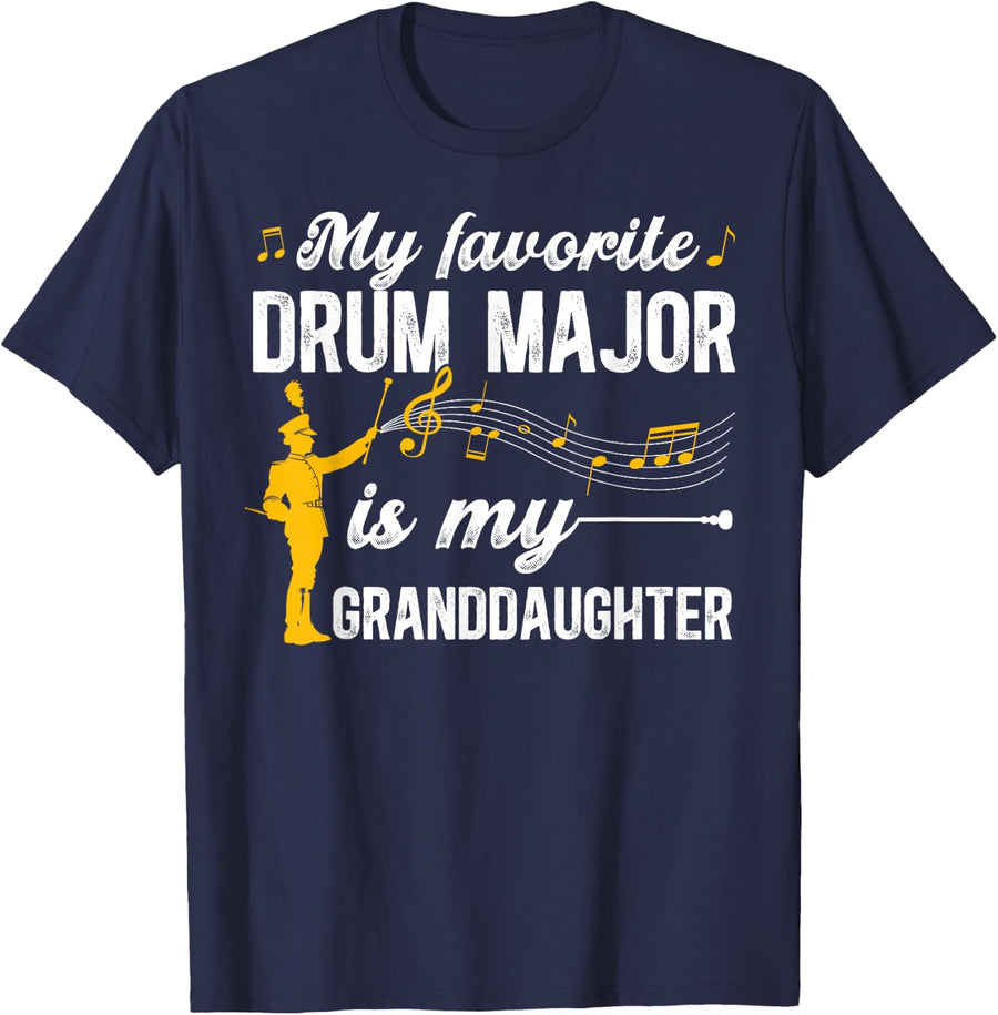 My Favorite Drum Major Grandpa Of A Drum Major Grandfather T-Shirt - Navy Blue