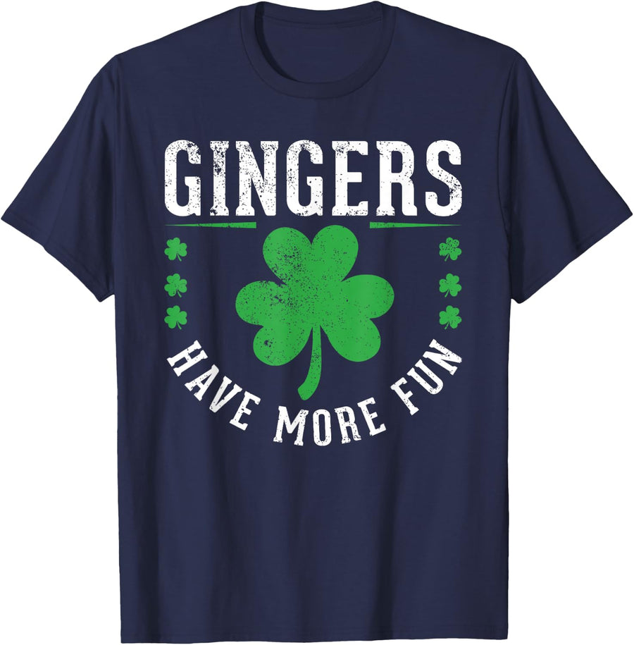 Gingers Have More Fun St. Patrick's Irish Redhead Vintage T-Shirt - Navy Blue