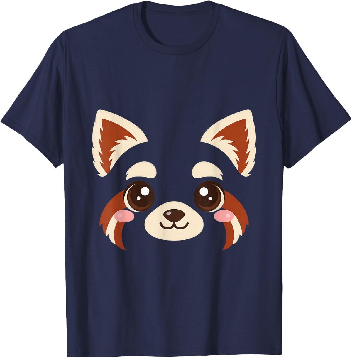Red Panda Face Costume Kawaii Lazy Cute Anime T-Shirt - Navy Blue