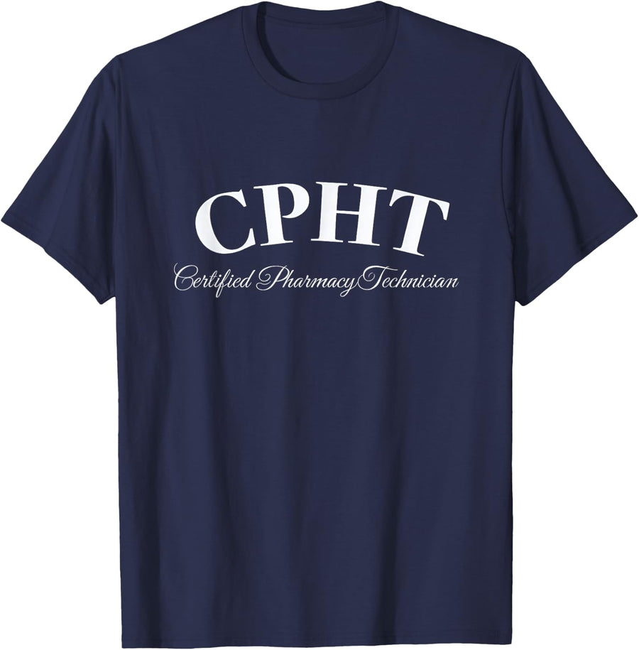 CPHT Certified Pharmacy Technician Designs For Men And Women T-Shirt - Navy Blue