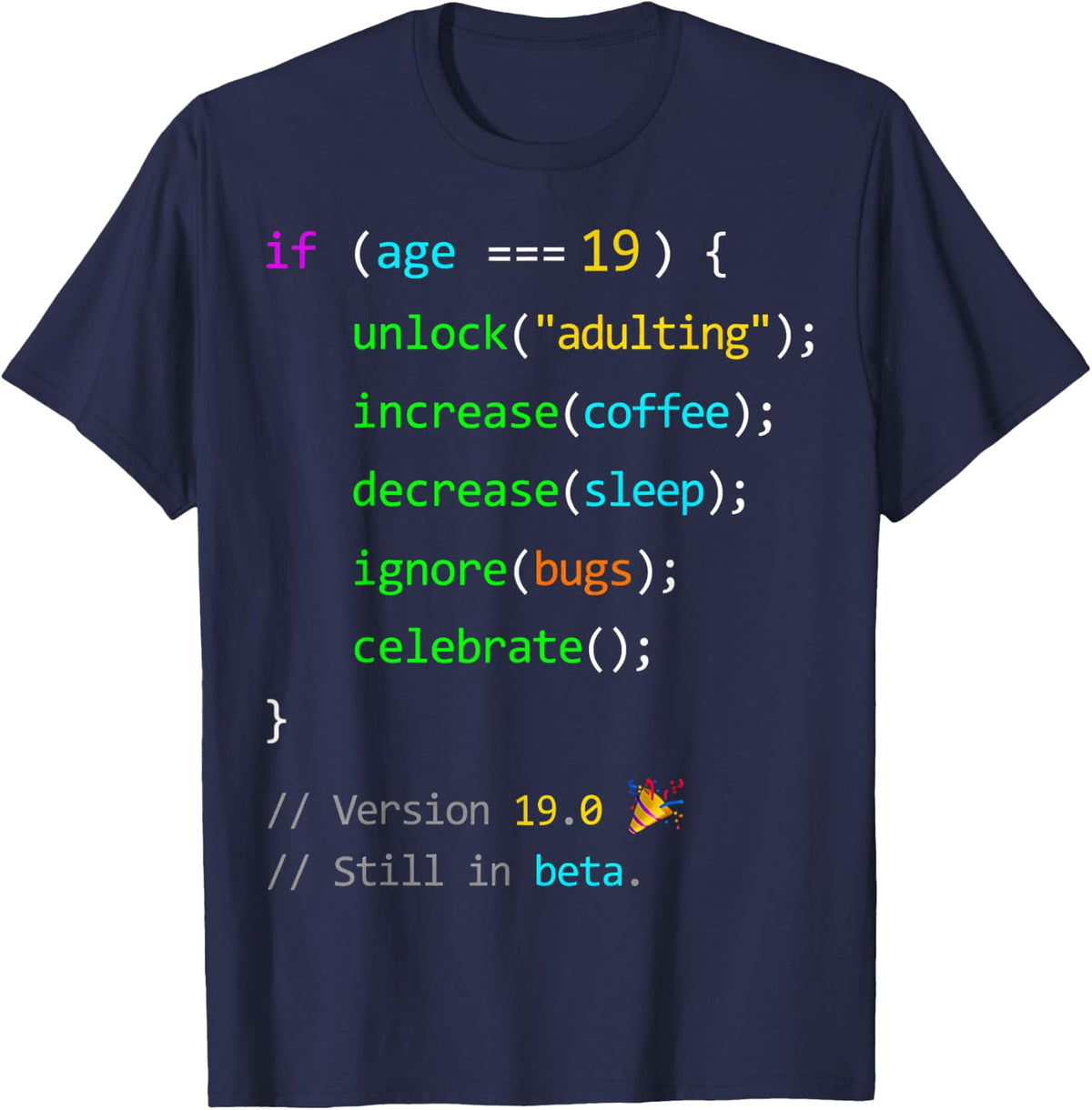 19th Birthday 19 Years Old Coder Humor Programmer Men T-Shirt - Navy Blue