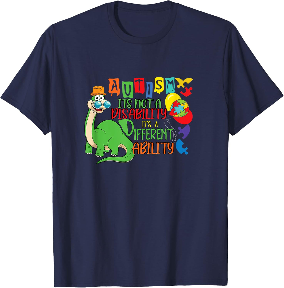 Autism Dinosaur Saying Autistic Quote Autism Awareness T-Shirt - Navy Blue