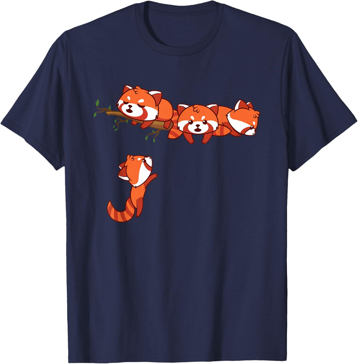 Pocket Series Red Panda Funny Playing Bear Animal Lover Gift T-Shirt - Navy Blue