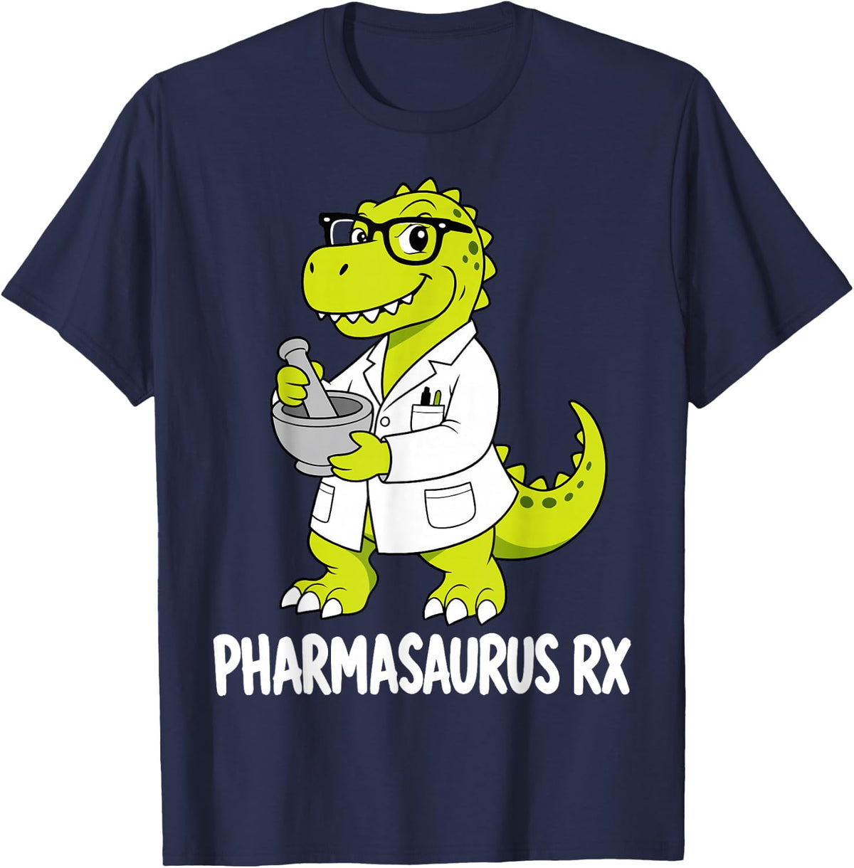 Funny Pharmacy Technician Rx Tech T-Rex Pharmacy T-Shirt - Navy Blue