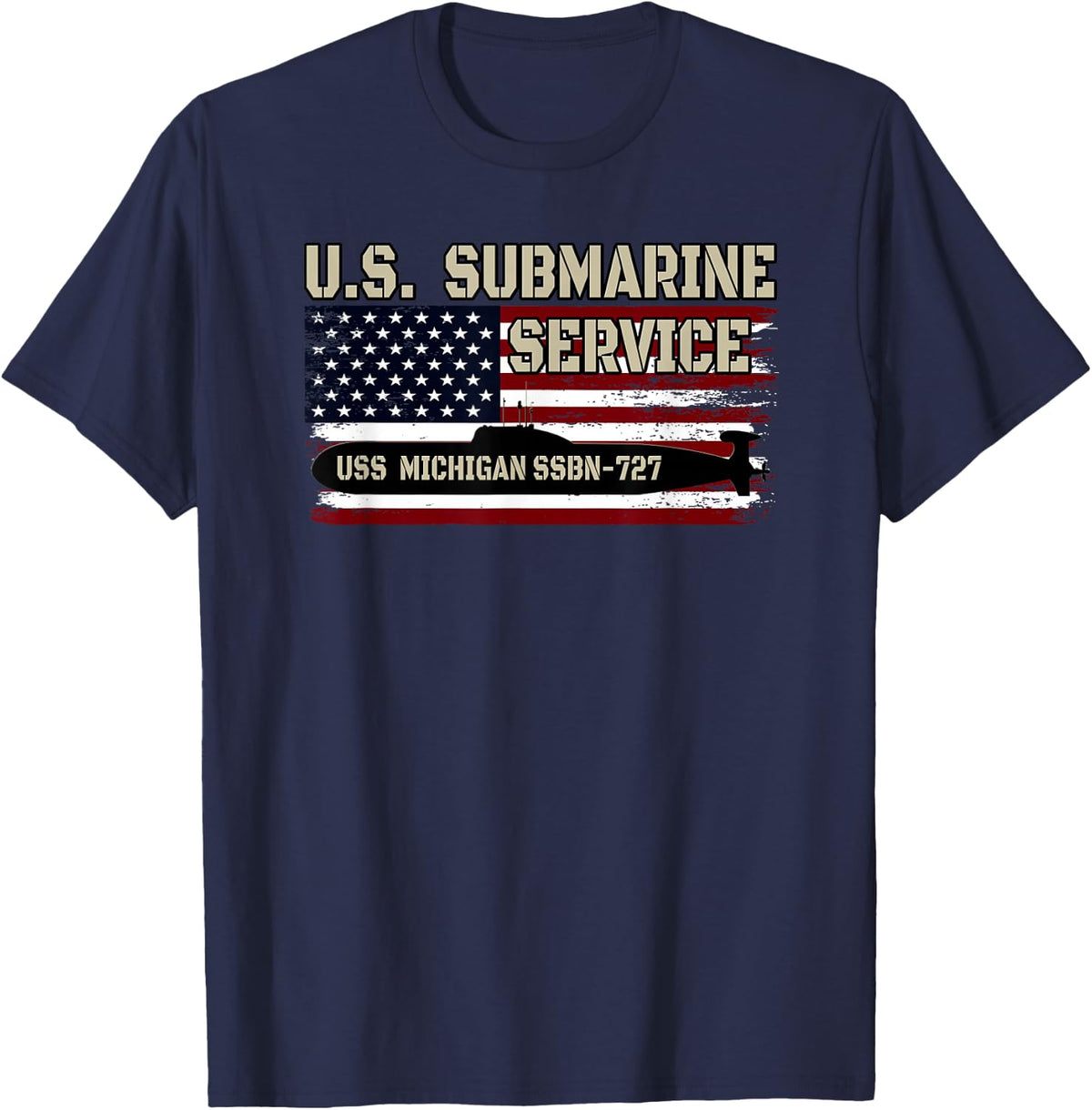 USS Michigan SSBN-727 Submarine Veterans Day Father's Day T-Shirt - Navy Blue