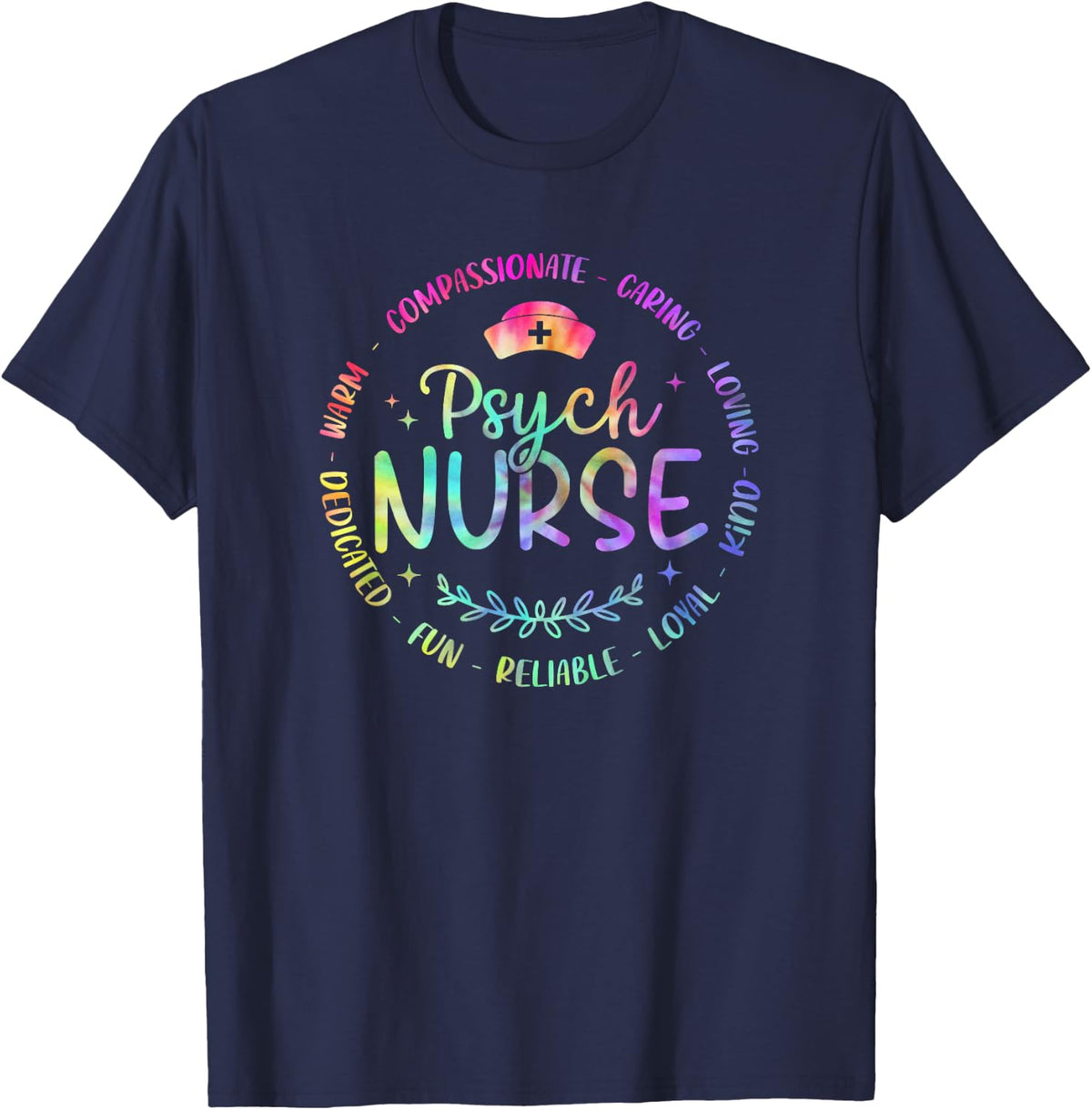 Psychiatric Nurse RN Mental Health Psych Nurse Tie Dye T-Shirt - Navy Blue