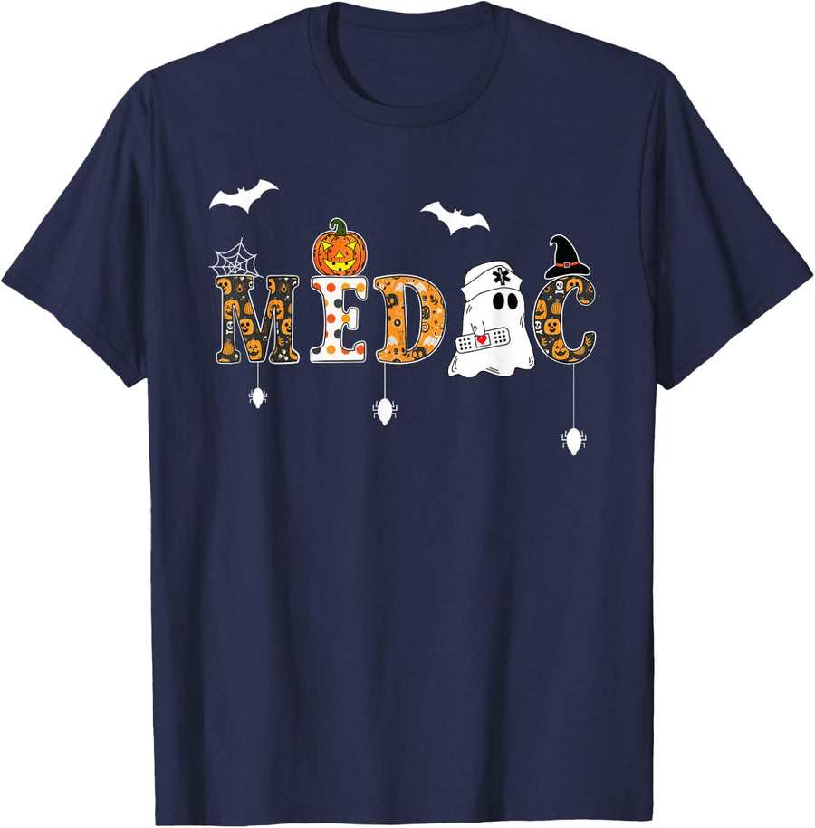 Halloween Paramedic American Flag USA EMS EMT Paramedic T-Shirt for Men - Navy Blue