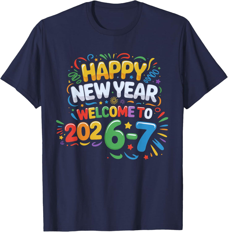 67 New Year's Eve - Happy New Year 2026-7 Funny 67 New Year T-Shirt - Navy Blue
