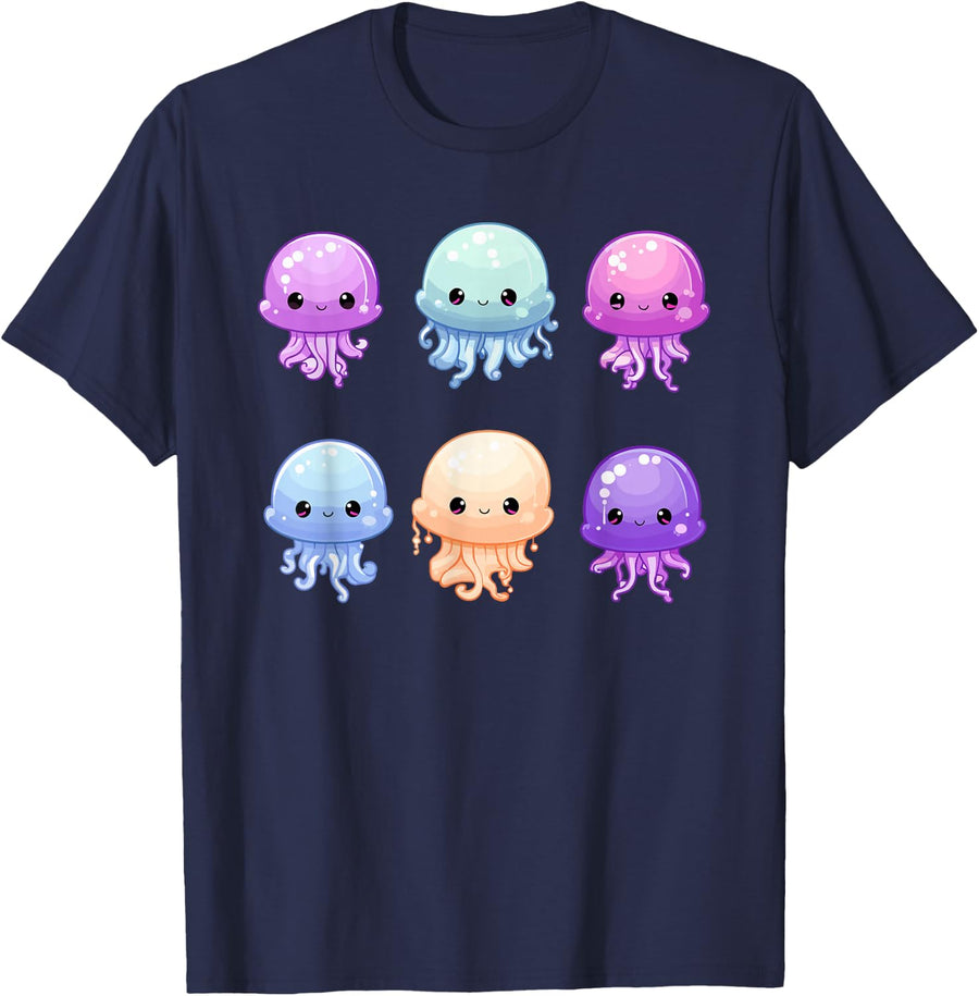 Cute Jellyfish Costume Jelly Fish Sea Ocean for Women Girls T-Shirt - Navy Blue