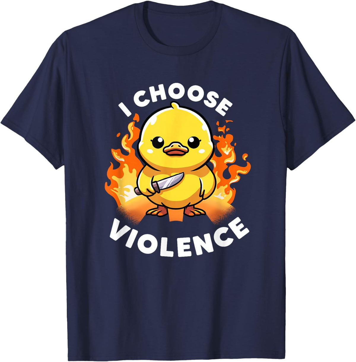 I Choose Violence Today Duck Irony And Sarcasm Funny Duck T-Shirt - Navy Blue