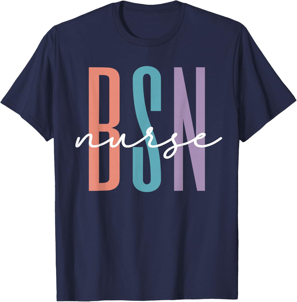 Cute BSN Graduate Registered Nurse Graduation BSN RN Rainbow T-Shirt - Navy Blue