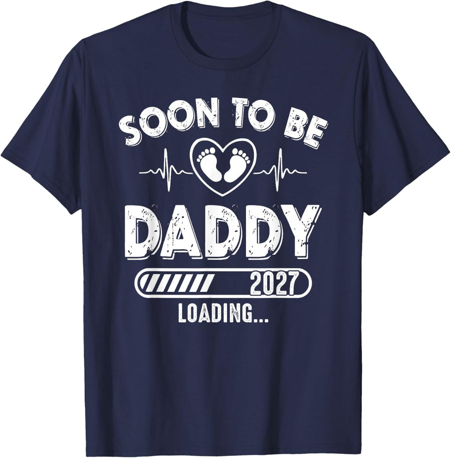Soon to Be Daddy est 2027 New Dad Fathers Day First Time T-Shirt - Navy Blue