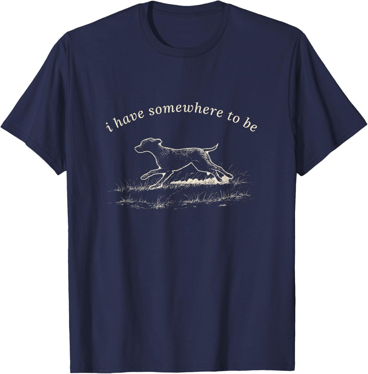 I Have Somewhere to Be Weimaraner Running Dog T-Shirt - Navy Blue