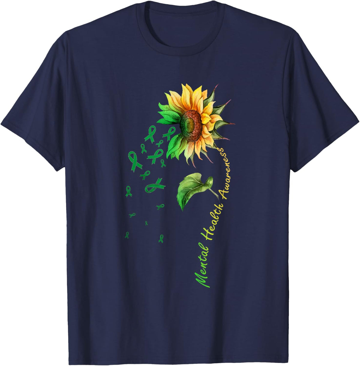 Mental Health Awareness Sunflower Shirt T-Shirt - Navy Blue