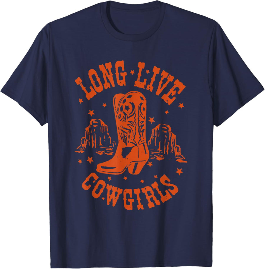 Long Live Howdy Rodeo Western Country Southern Cowgirls T-Shirt - Navy Blue