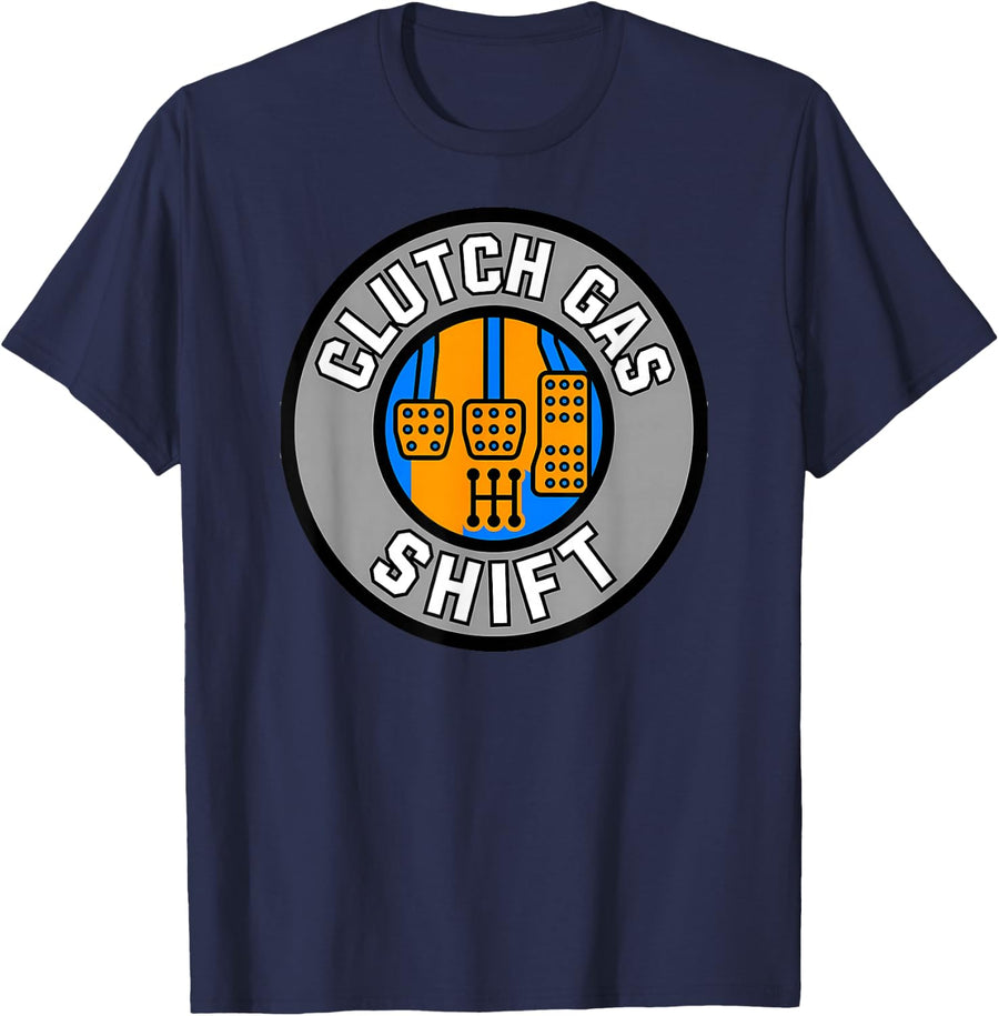 Manual Transmission Clutch Gas Shift Car Enthusiast T-Shirt - Navy Blue