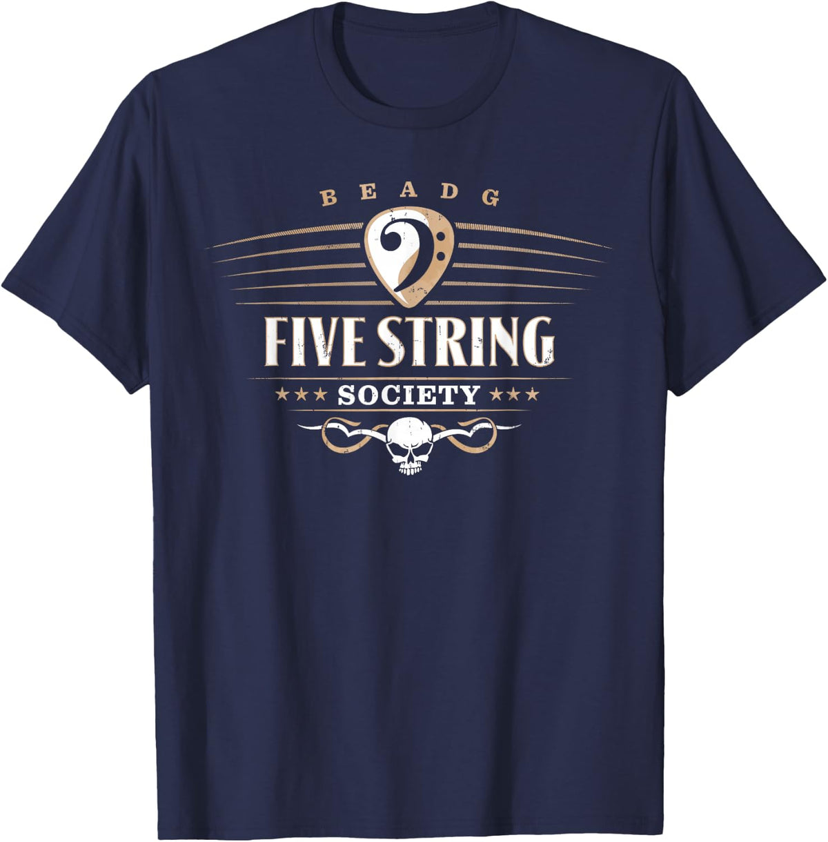 5 String Society for Bass Players T-Shirt - Navy Blue