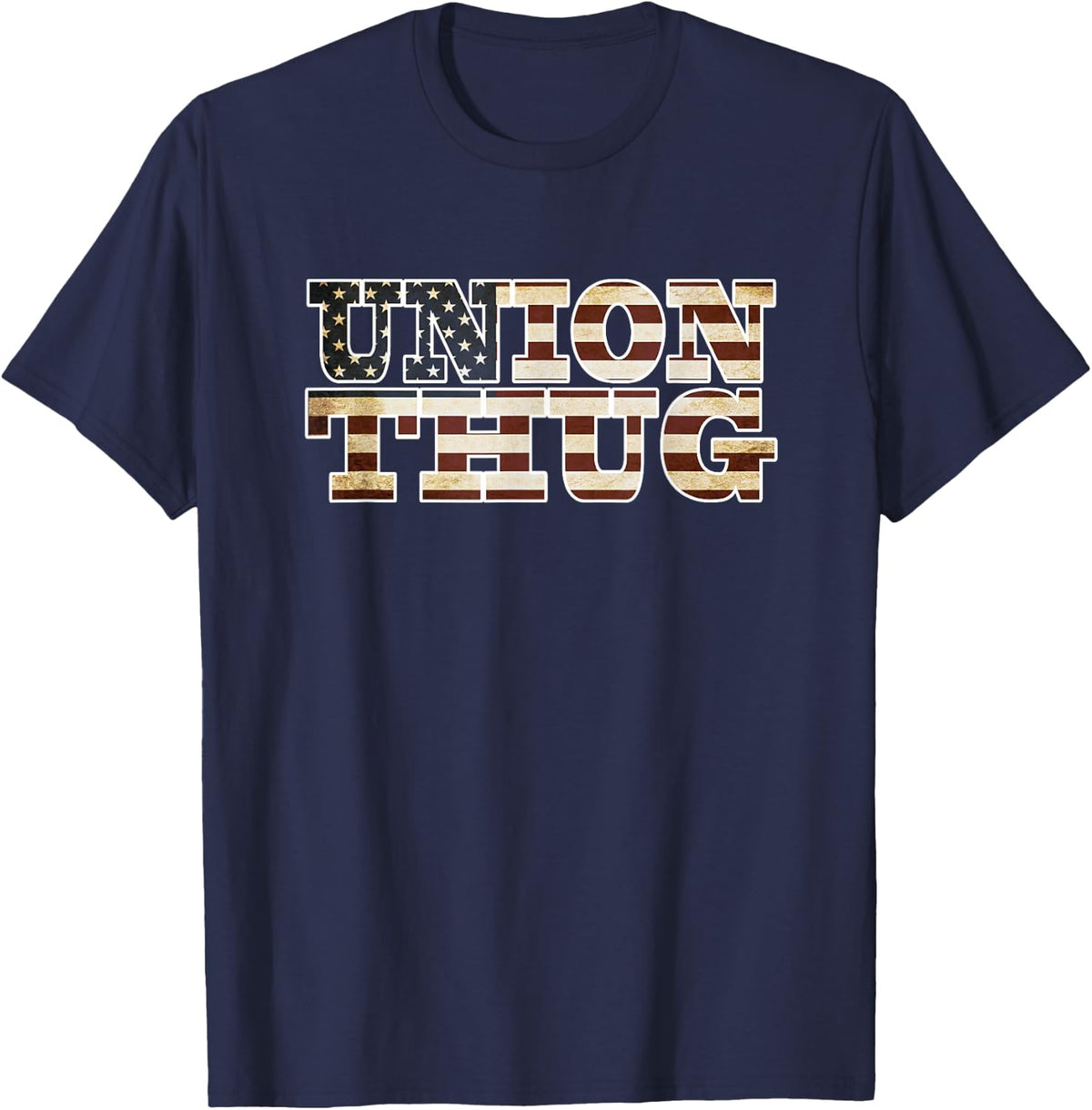 Patriotic Retro USA American Flag Union Rep Union Thug T-Shirt - Navy Blue