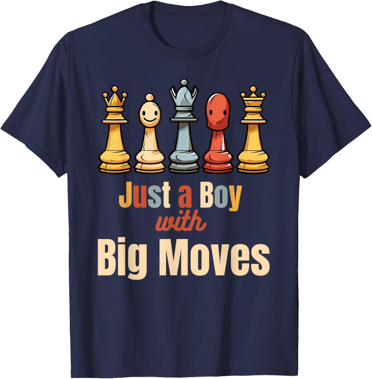 Just a Boy with Big Moves Funny Chess Lover Toddler T-Shirt - Navy Blue
